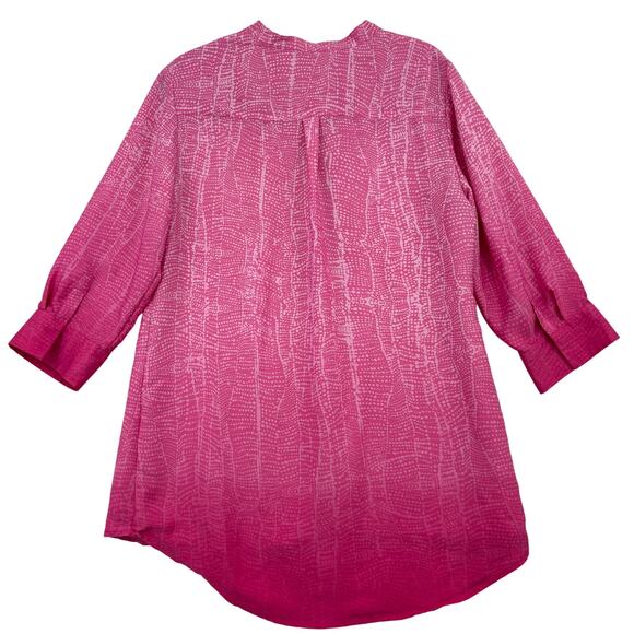 Soft Surroundings Blouse Top Womens Size L Pink Ombre Hi Low Tunic 3/4 Sleeve - Picture 9 of 11